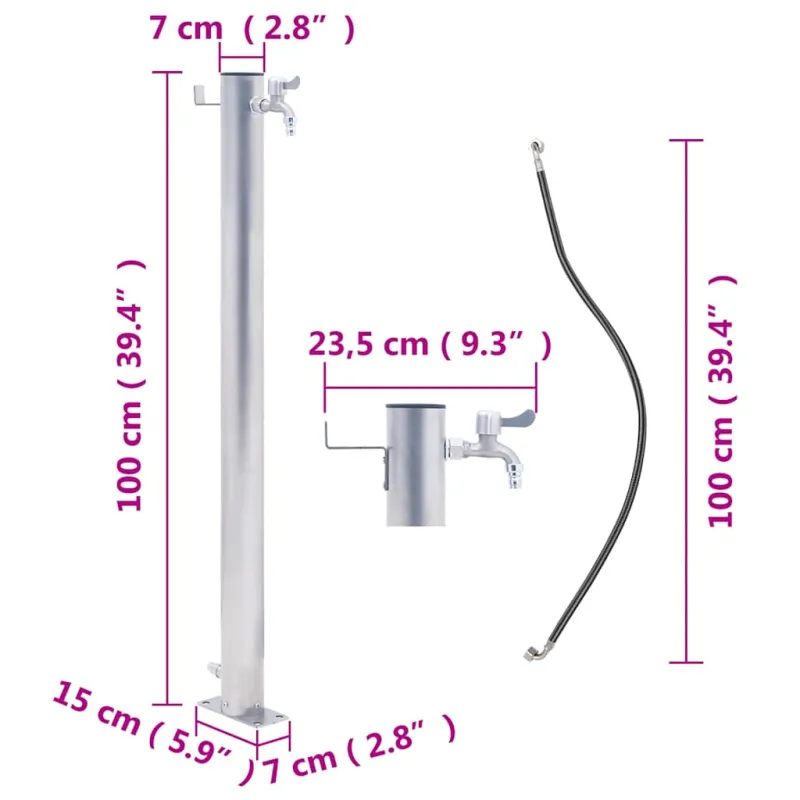 Vandens kolonėlė sodui, 100cm, nerūdijantis plienas, apskrita