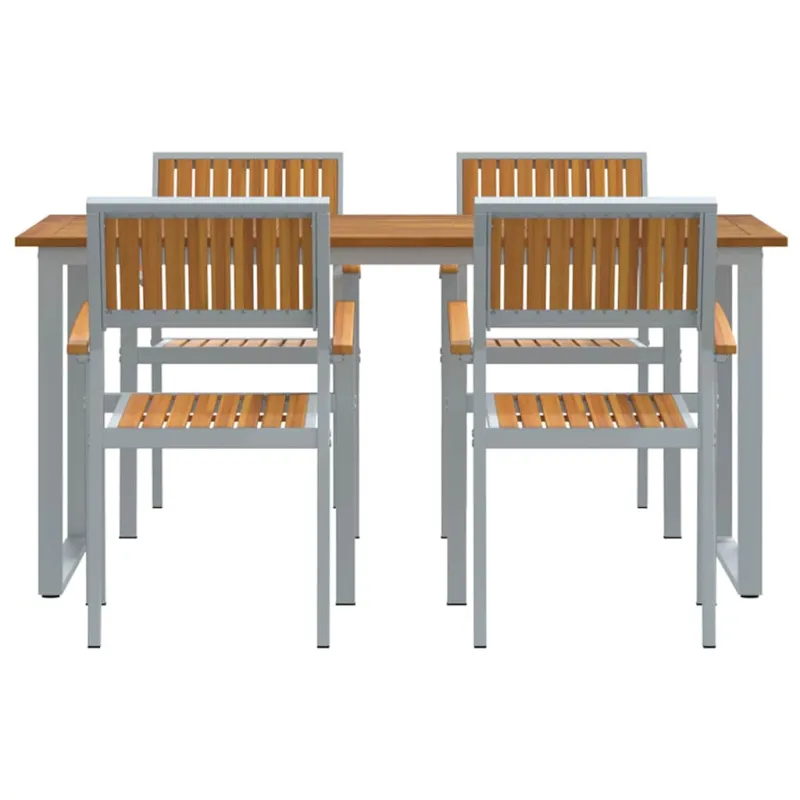 Sodo ruokailuryhmä 5 osaa, harmaa, kovapuuta akasiasta