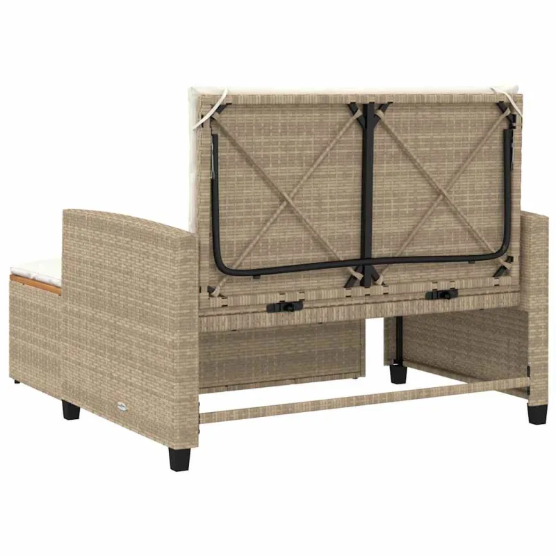 Dvivietė sodo sofa su pagalvėlėmis, smėlio, poliratanas/akacija