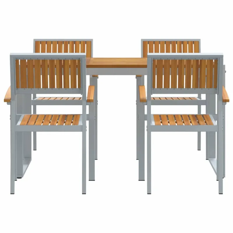 Sodo ruokailuryhmä 5 osaa, harmaa, kovapuuta akasiasta