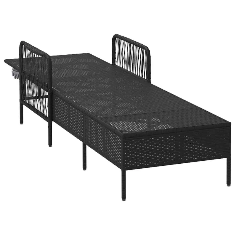Saulės gultas Juoda ir kreminė balta 55 x 200 x 92 cm