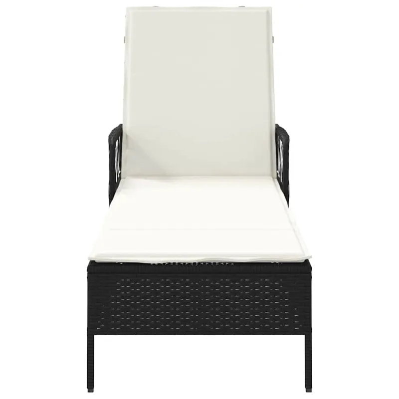 Saulės gultas Juoda ir kreminė balta 55 x 200 x 92 cm