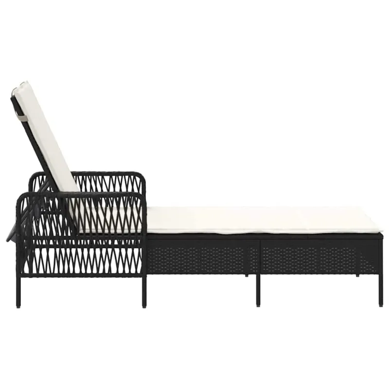 Saulės gultas Juoda ir kreminė balta 55 x 200 x 92 cm