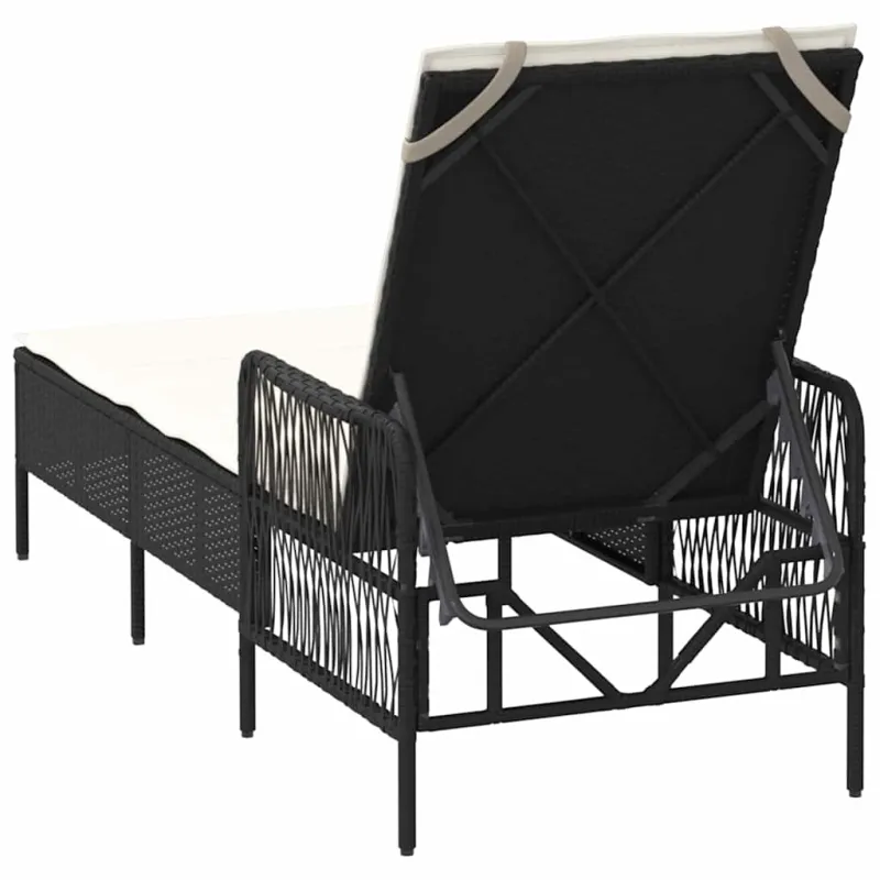 Saulės gultas Juoda ir kreminė balta 55 x 200 x 92 cm