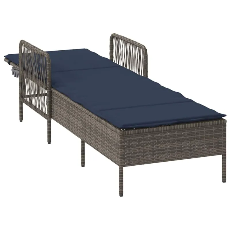 Saulės gultas Pilka ir tamsiai mėlyna 200 x 55 x 92 cm
