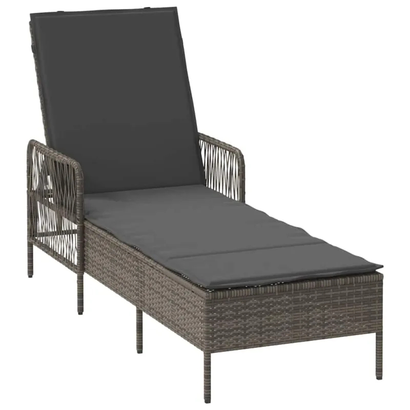 Saulės gultas 3 pcs Pilka ir tamsiai pilka 55 x 200 x 92 cm