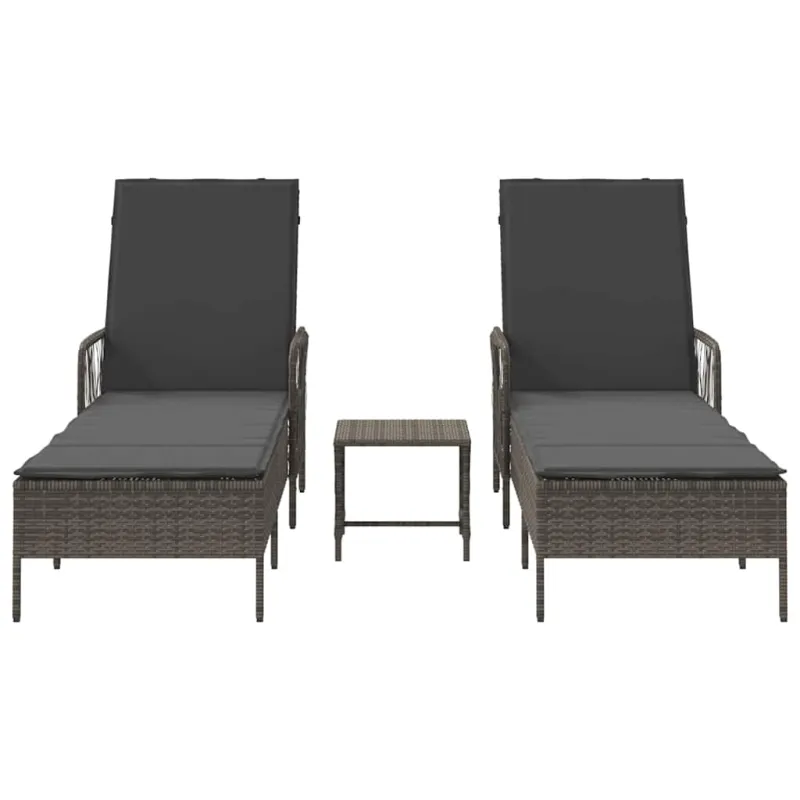 Saulės gultas 3 pcs Pilka ir tamsiai pilka 55 x 200 x 92 cm