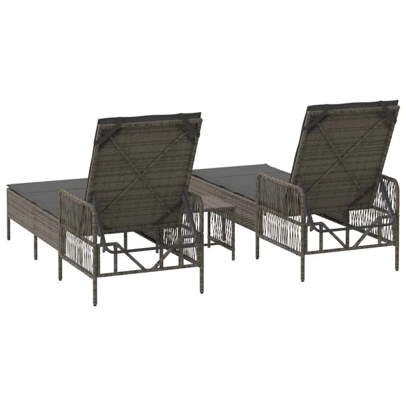 Saulės gultas 3 pcs Pilka ir tamsiai pilka 55 x 200 x 92 cm