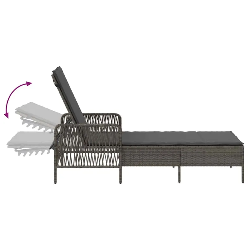 Saulės gultas 3 pcs Pilka ir tamsiai pilka 55 x 200 x 92 cm