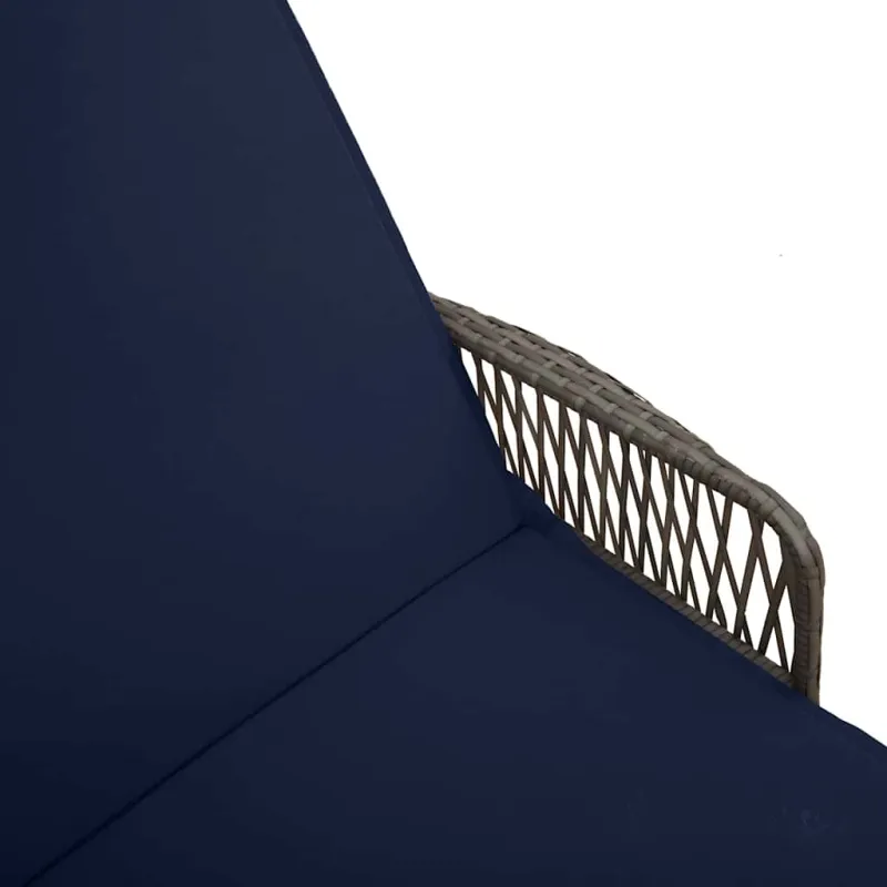 Saulės gultas 3 pcs Pilka ir tamsiai mėlyna 200 x 55 x 92 cm