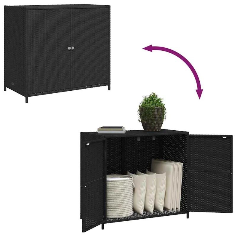 Sodo spintelė daiktams, juoda, 83x45x76cm, poliratanas