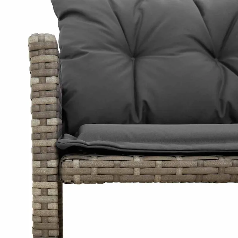 Sodo sofa su stalu/pagalvėlėmis, pilka, poliratanas, L formos