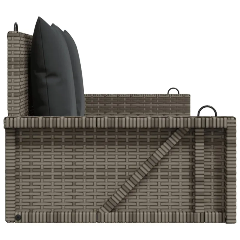 Sūpynės-suoliukas su pagalvėmis, pilkas, 119x56x48cm, ratanas