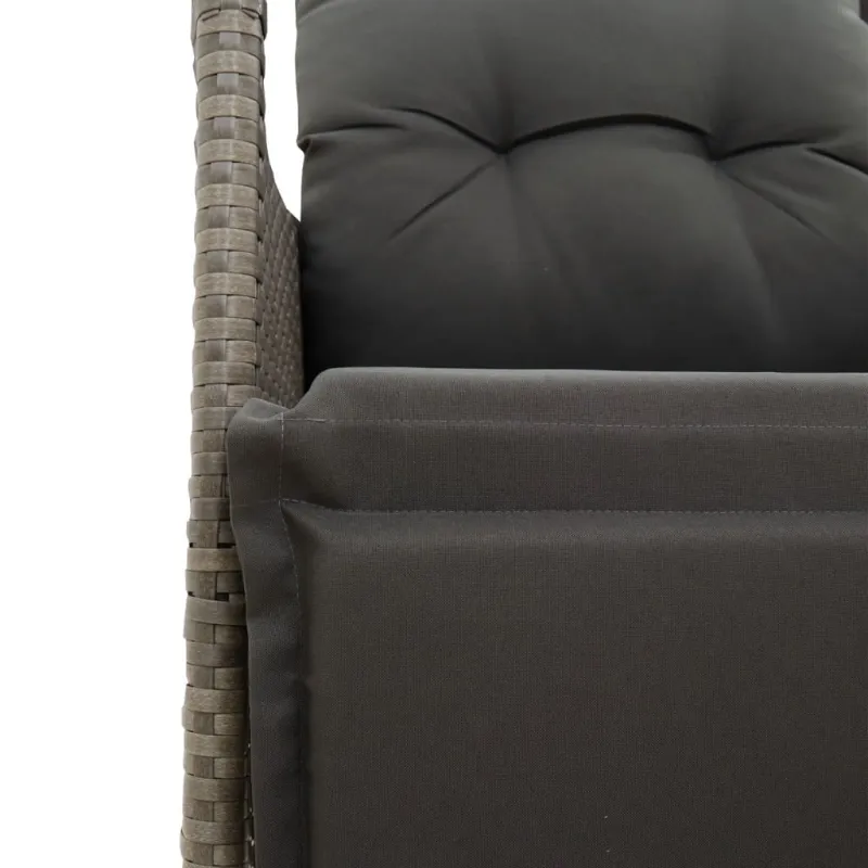 Atlošiama dvivietė sodo sofa su staliuku, pilka, poliratanas