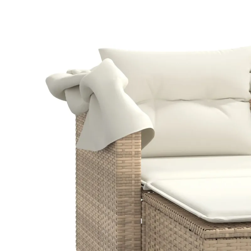 Dvivietė sodo sofa su skliautu/taburetėmis, smėlio, poliratanas