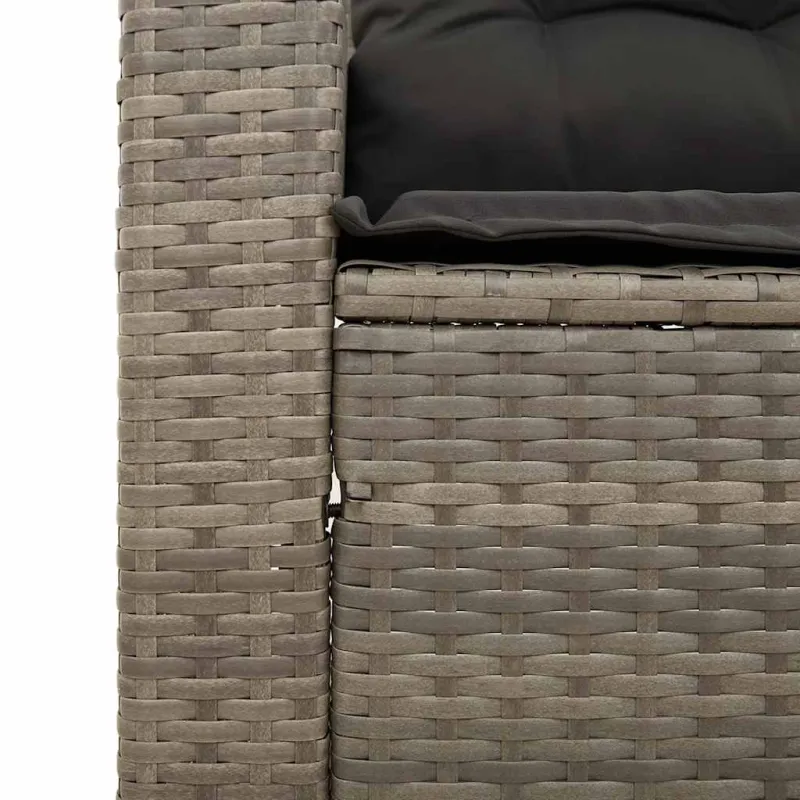 Trivietė sodo sofa su pagalvėlėmis, pilkos spalvos, poliratanas