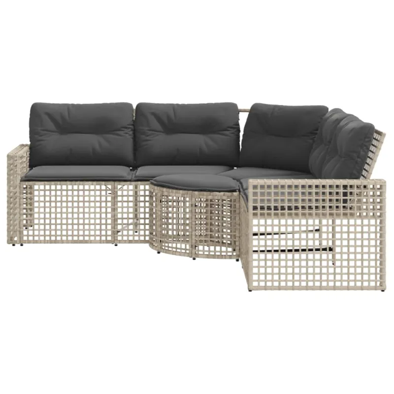 Sodo sofa su pagalvėlėmis ir pakoja, pilka, poliratanas