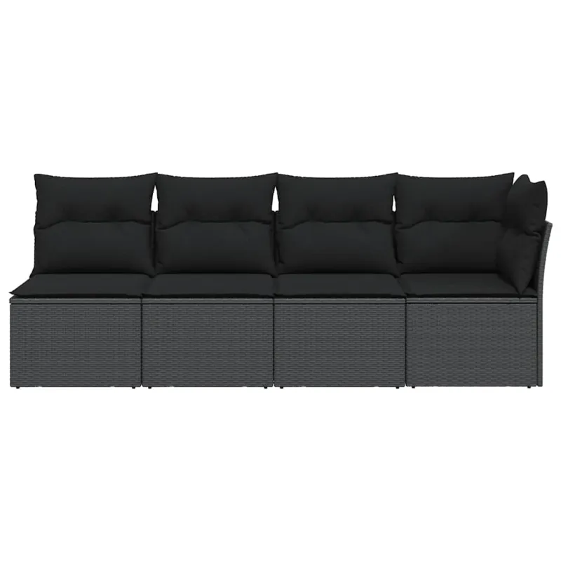 Sodo sofa su pagalvėlėmis, 4 sėdimos vietos, juodas, polirotangas