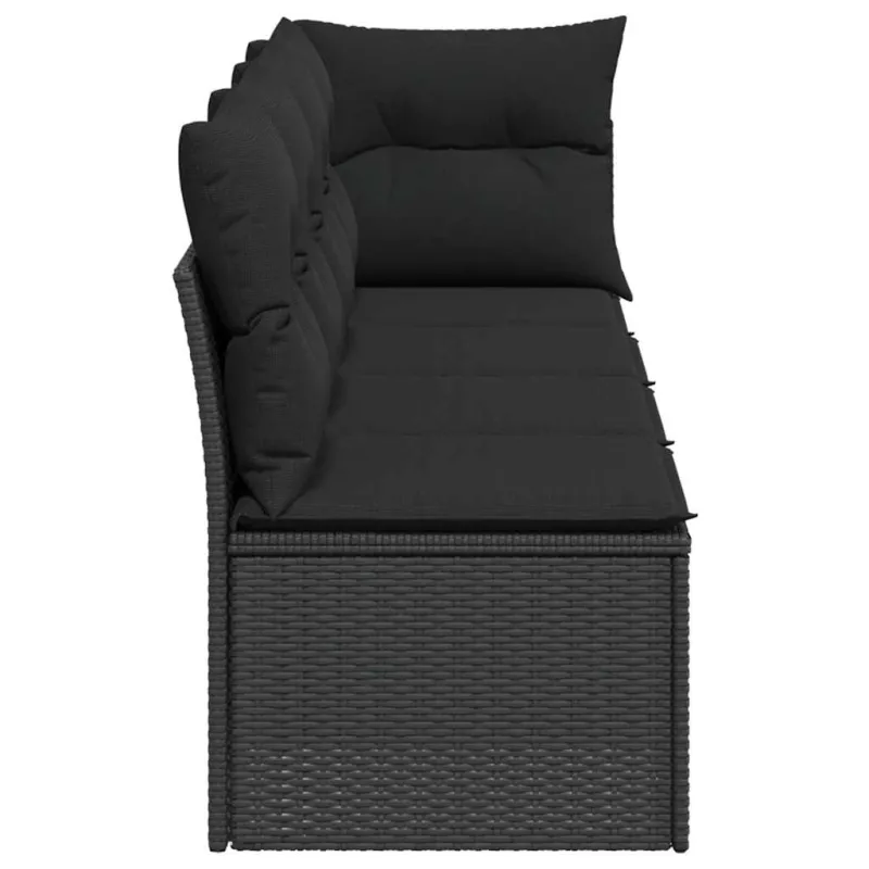 Sodo sofa su pagalvėlėmis, 4 sėdimos vietos, juodas, polirotangas