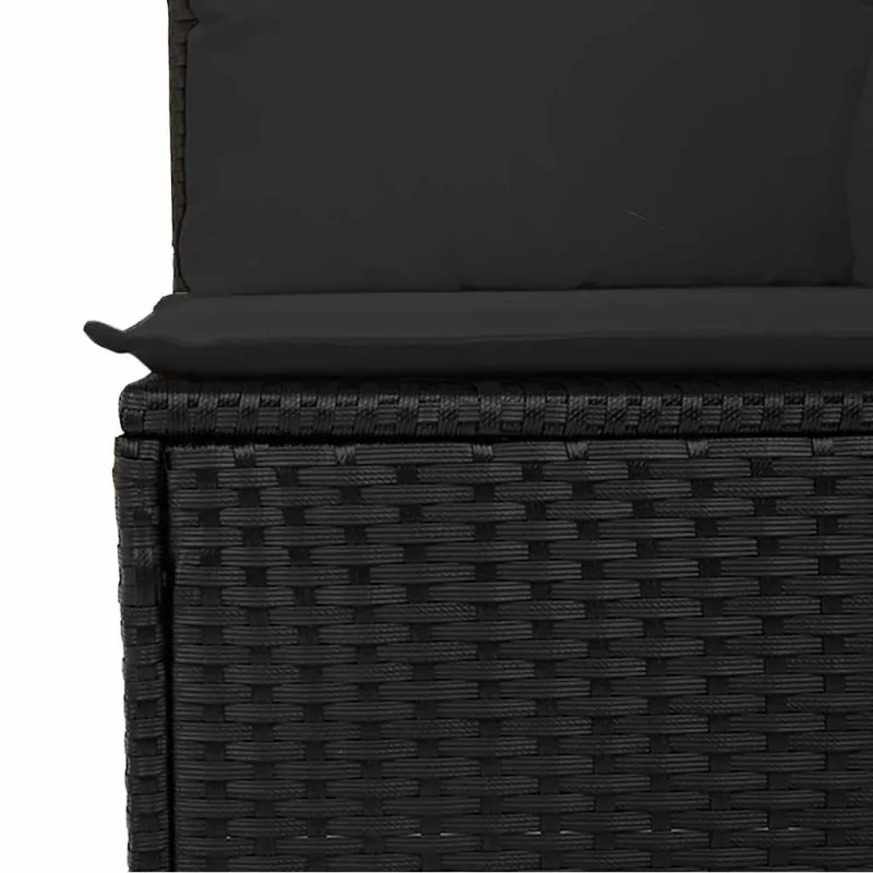 Sodo sofa su pagalvėlėmis, 4 sėdimos vietos, juodas, polirotangas