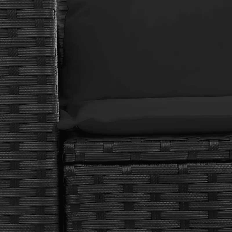 Sodo sofa su pagalvėlėmis, dvivietė, juoda, polirotangas