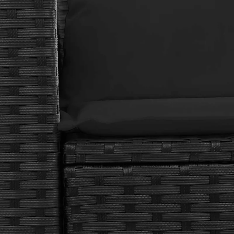 Sodo sofa su pagalvėlėmis, dvivietė, juoda, polirotangas