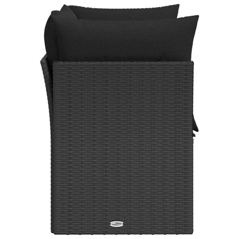 Sodo sofa su pagalvėlėmis, dvivietė, juoda, polirotangas