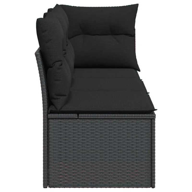 Sodo sofa su pagalvėlėmis, 3 sėdimos vietos, juodas, polirotangas