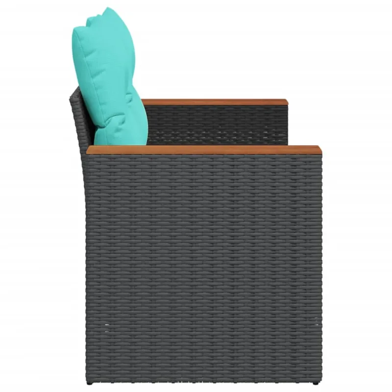 Sodo sofa su pagalvėlėmis, dvivietė, juoda, polirotangas