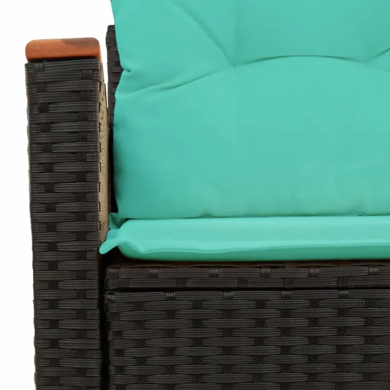 Sodo sofa su pagalvėlėmis, dvivietė, juoda, polirotangas