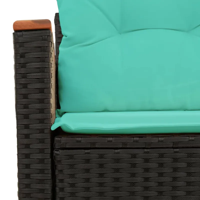Sodo sofa su pagalvėlėmis, dvivietė, juoda, polirotangas
