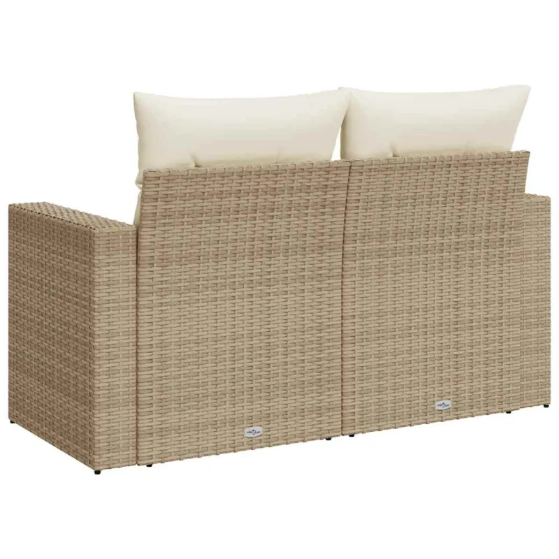 Dvivietė sodo sofa su pagalvėlėmis, smėlio spalvos, poliratanas