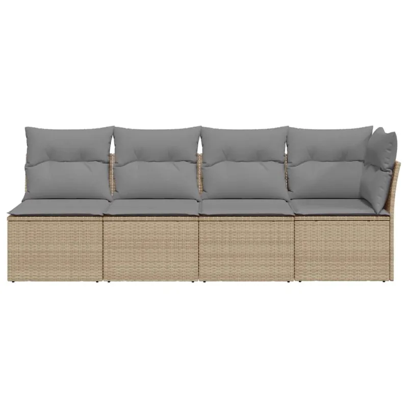 Keturvietė sodo sofa su pagalvėlėmis, smėlio, poliratanas