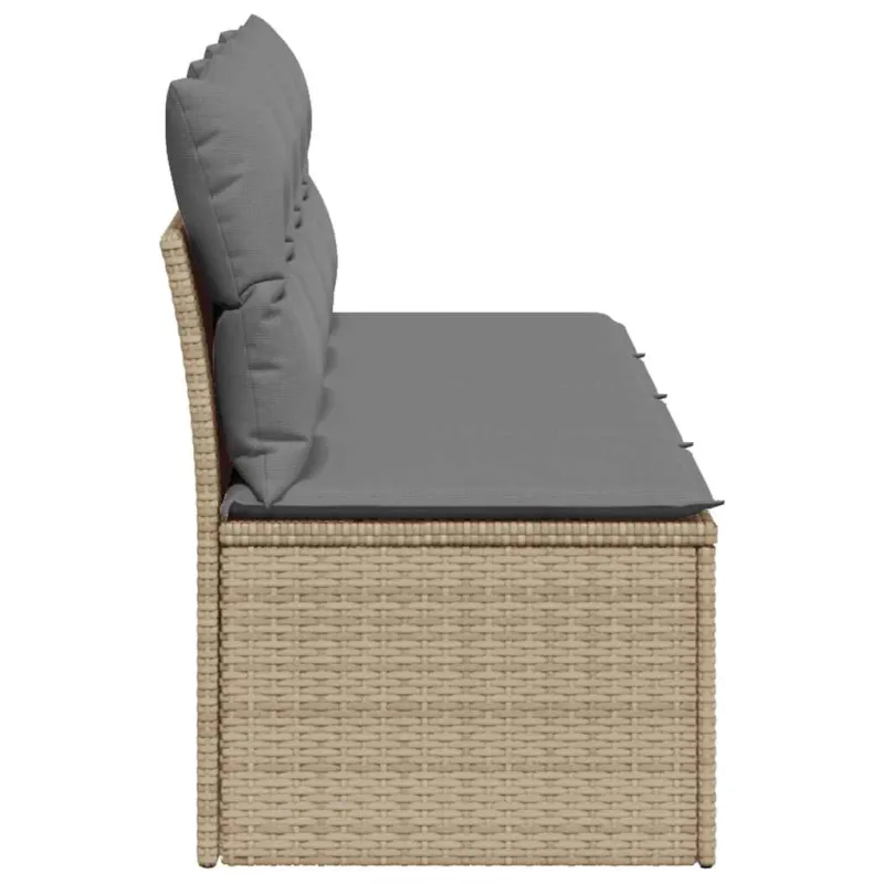 Keturvietė sodo sofa su pagalvėlėmis, smėlio, poliratanas