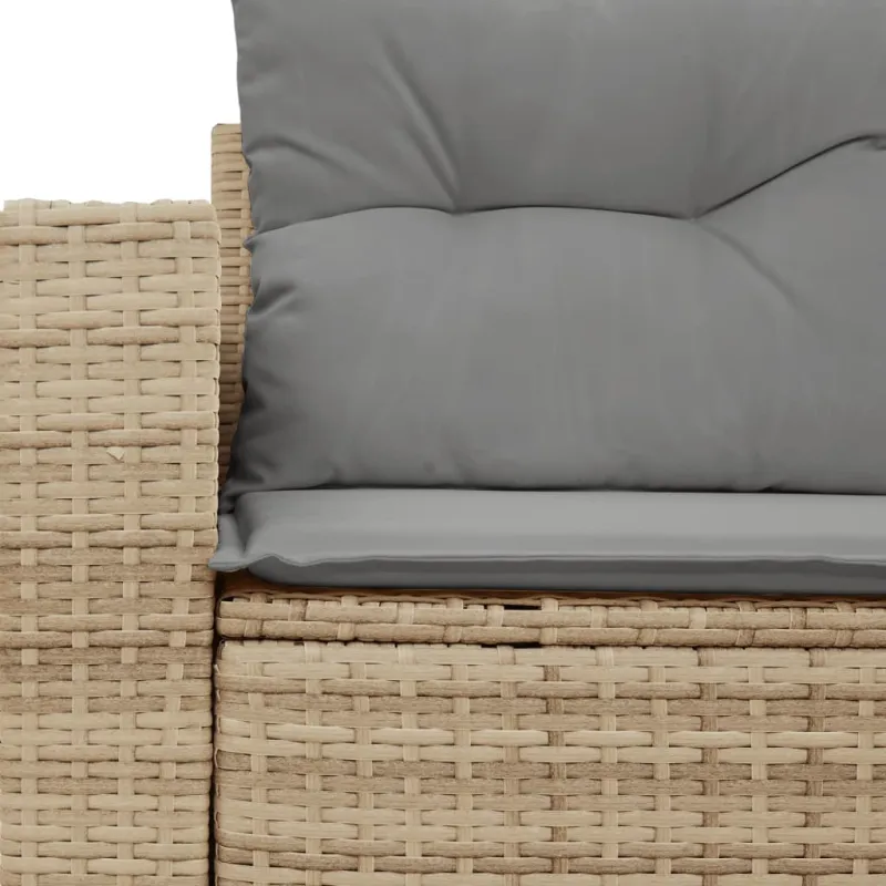 Dvivietė sodo sofa su pagalvėlėmis, smėlio spalvos, poliratanas