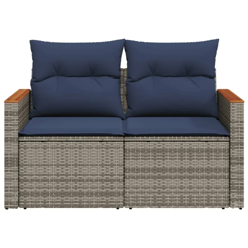 Sodo sofa su pagalvėlėmis, dvivietė, pilka, polirotangas
