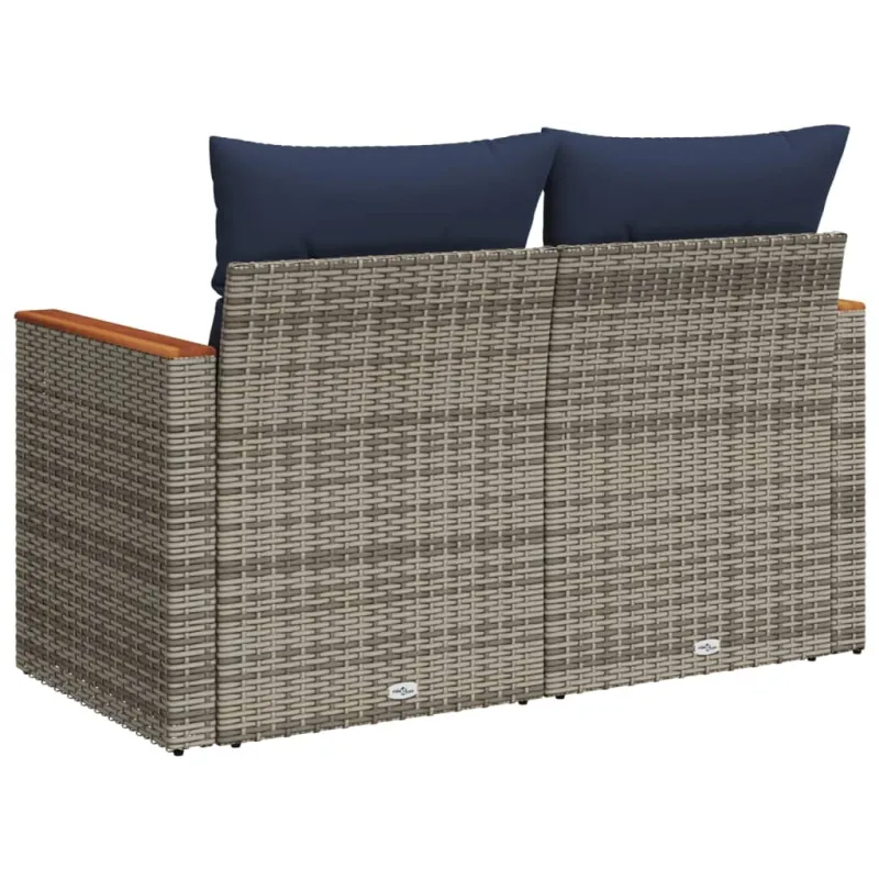 Sodo sofa su pagalvėlėmis, dvivietė, pilka, polirotangas