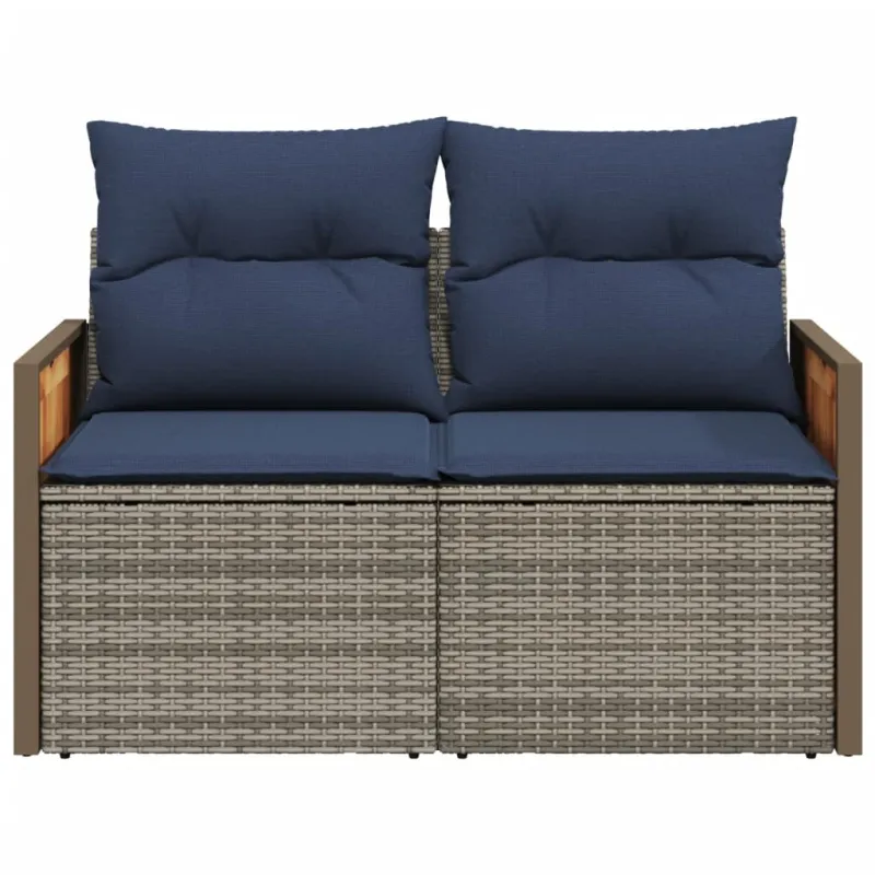 Sodo sofa su pagalvėlėmis, dvivietė, pilka, polirotangas