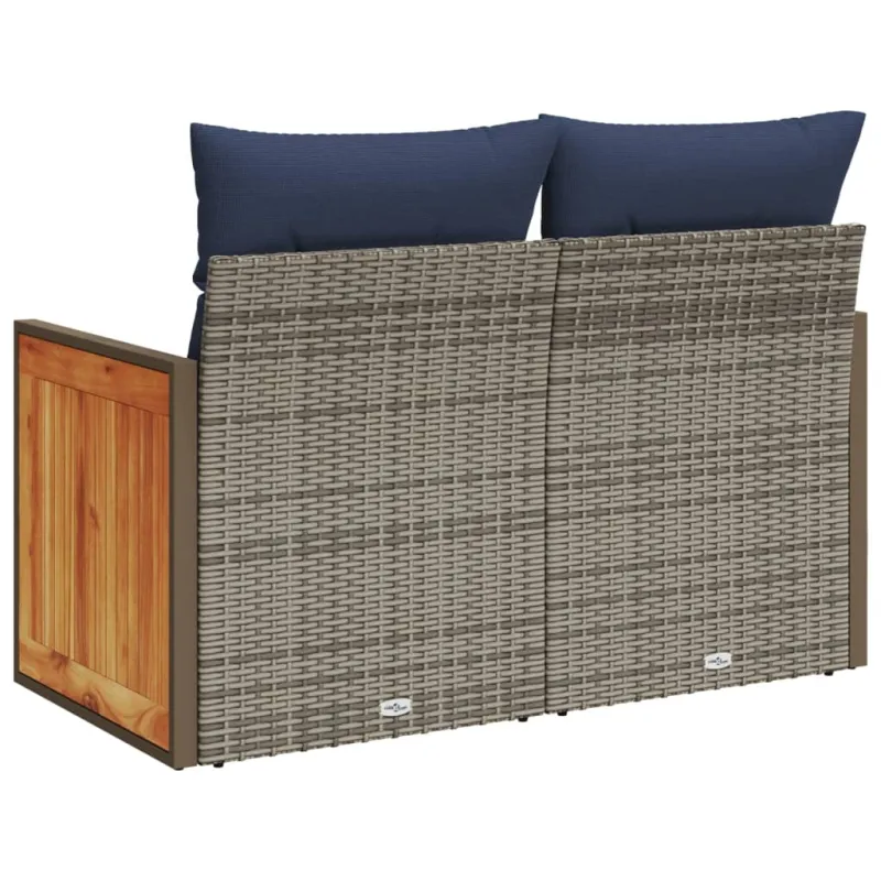 Sodo sofa su pagalvėlėmis, dvivietė, pilka, polirotangas