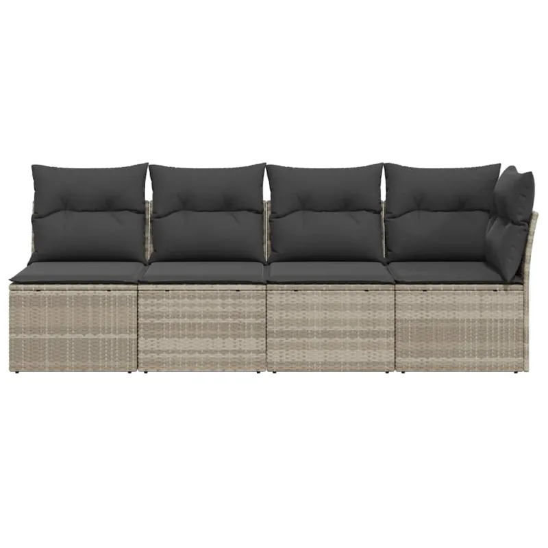 Keturvietė sodo sofa su pagalvėlėmis, pilka, poliratanas