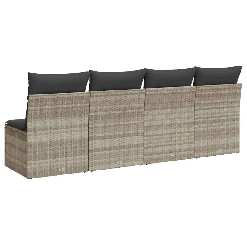 Keturvietė sodo sofa su pagalvėlėmis, pilka, poliratanas
