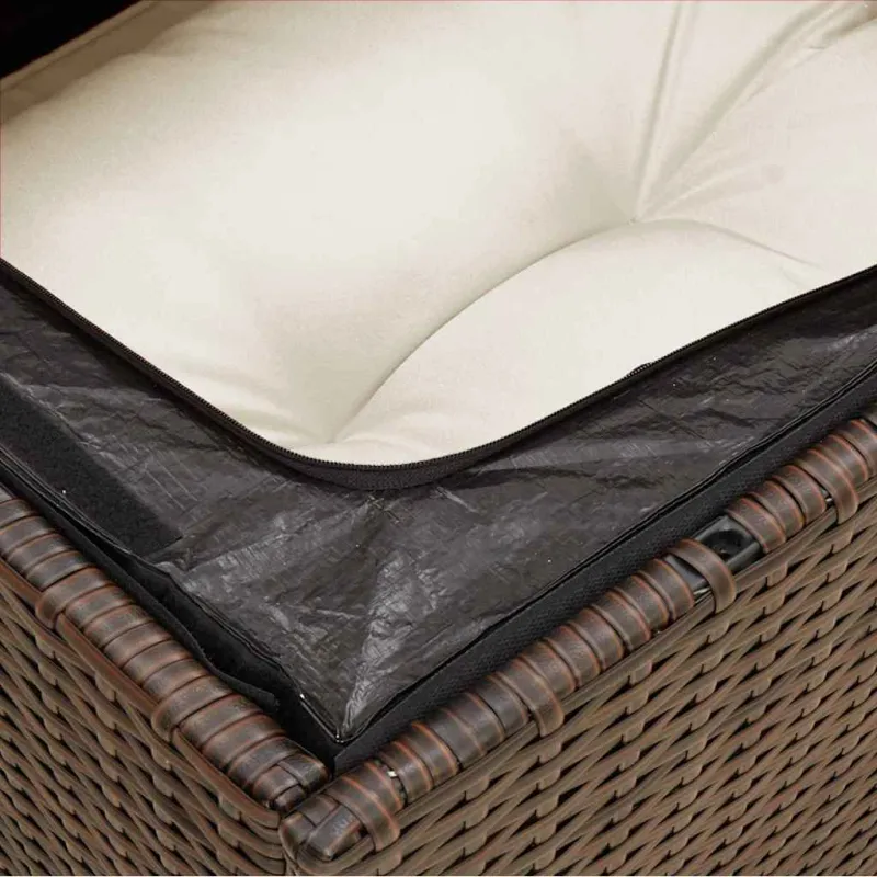 Sodo kėdė su pagalvėlėmis, ruda, poliratanas, be porankių