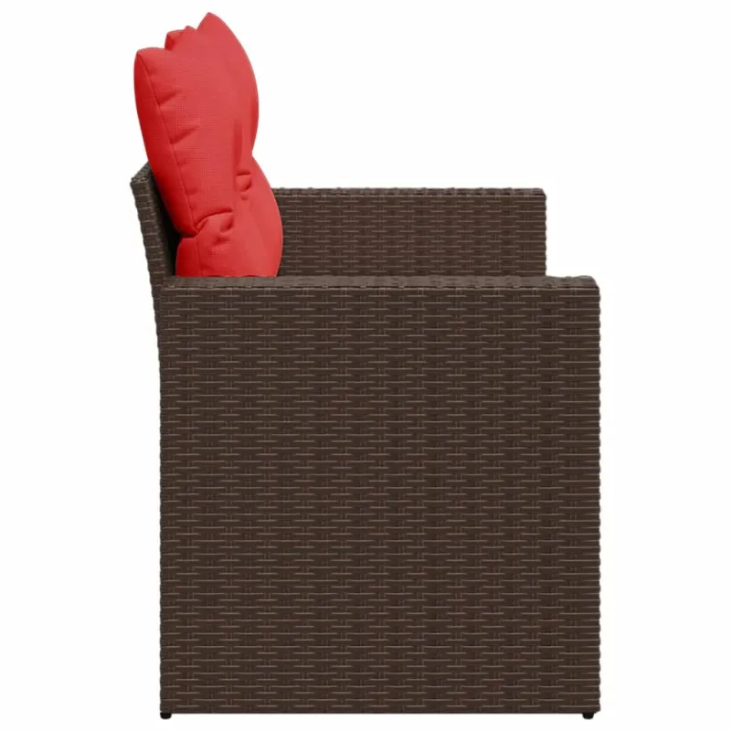 Sodo sofa su pagalvėlėmis, dvivietė, ruda, polirotangas