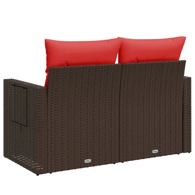 Sodo sofa su pagalvėlėmis, dvivietė, ruda, polirotangas