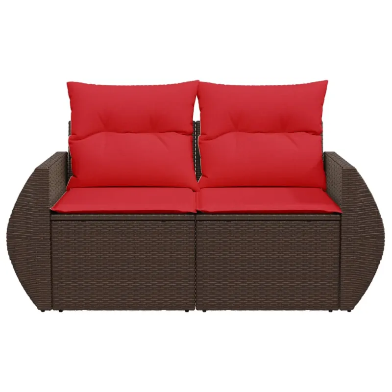 Sodo sofa su pagalvėlėmis, dvivietė, ruda, polirotangas