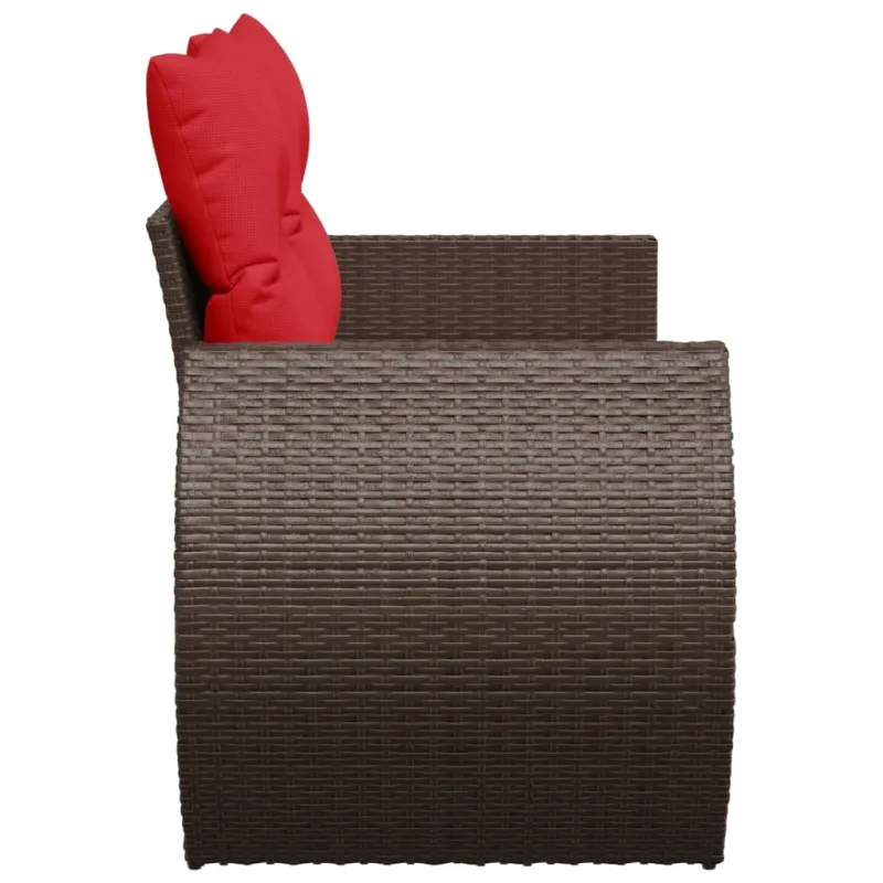 Sodo sofa su pagalvėlėmis, dvivietė, ruda, polirotangas