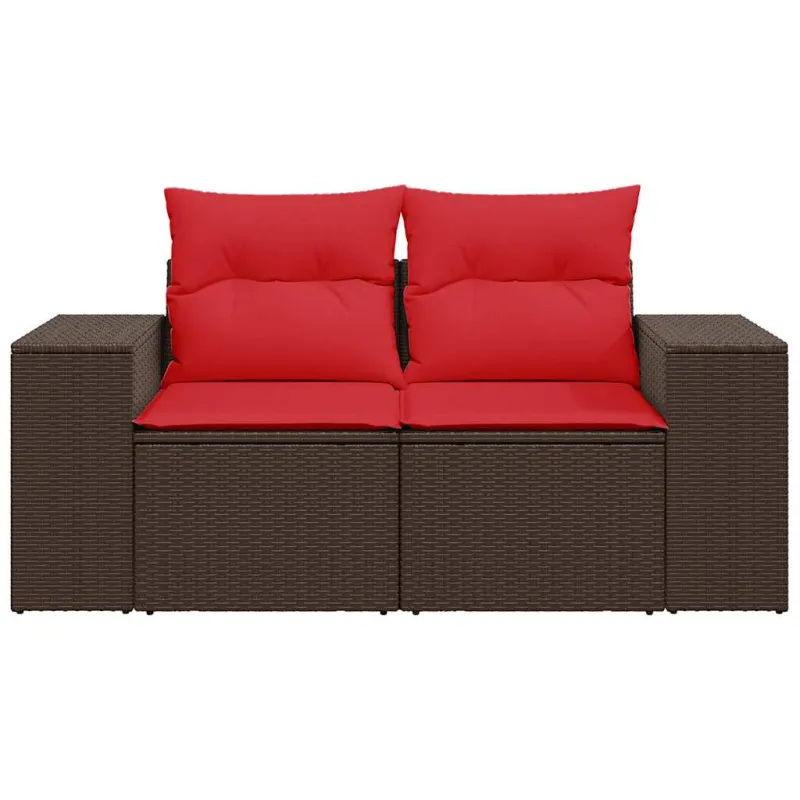 Sodo sofa su pagalvėlėmis, dvivietė, ruda, polirotangas