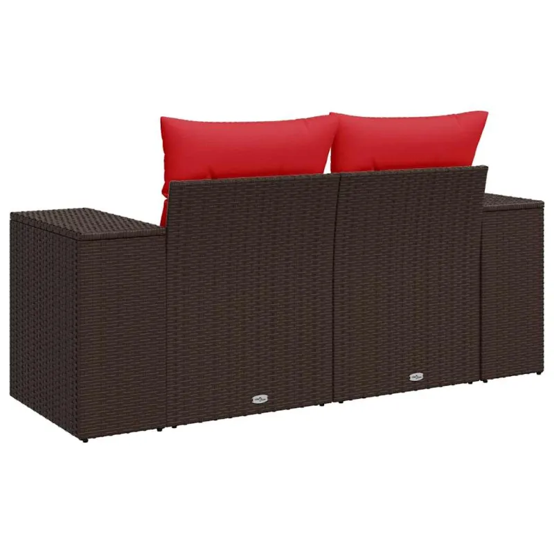 Sodo sofa su pagalvėlėmis, dvivietė, ruda, polirotangas