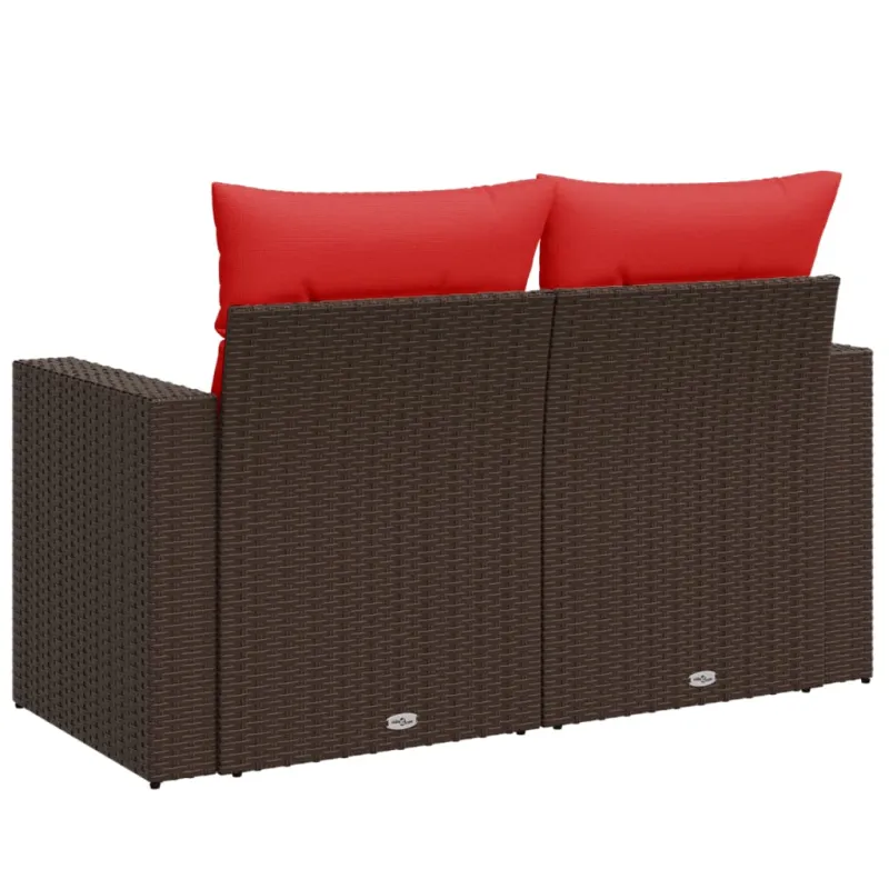 Sodo sofa su pagalvėlėmis, dvivietė, ruda, polirotangas