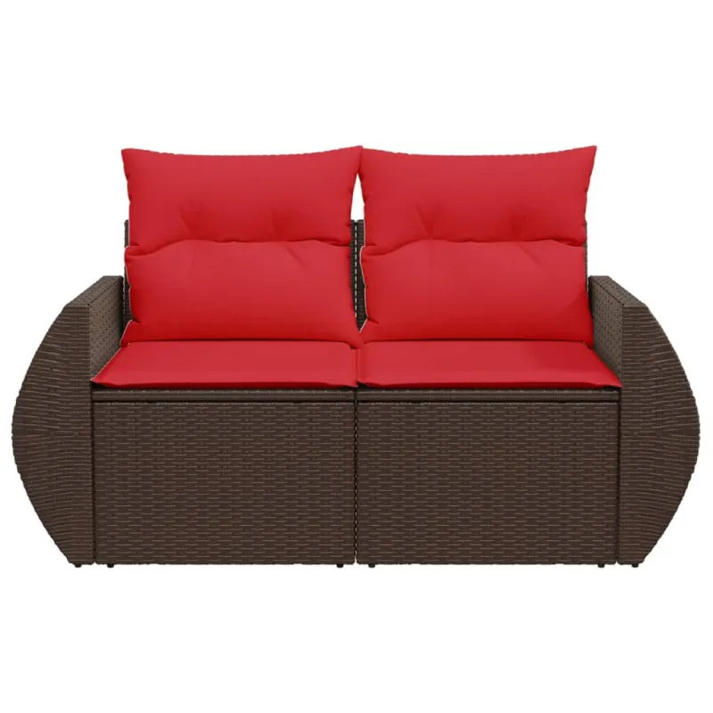 Sodo sofa su pagalvėlėmis, dvivietė, ruda, polirotangas